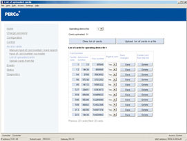 PERCo IP-based access control system software adjustment sample screenshot